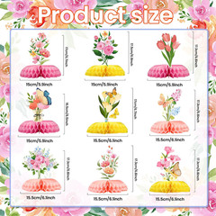 Spring Party Decorations 9 Pcs Butterfly Table Centerpieces, Flower Butterfly Bi