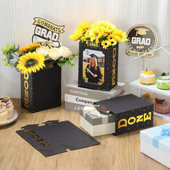 12 Pcs Graduation Box Centerpieces for Table, 6/7 Inch Photo Display Frame & Hol