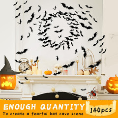 Halloween Party Supplies & Decorations 140Pcs Realistic PVC 3D Black Scary Bat W