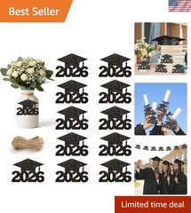 2026 Graduation Party Decorations – 36Pcs Graduation Cutouts Tags Black Glitt…
