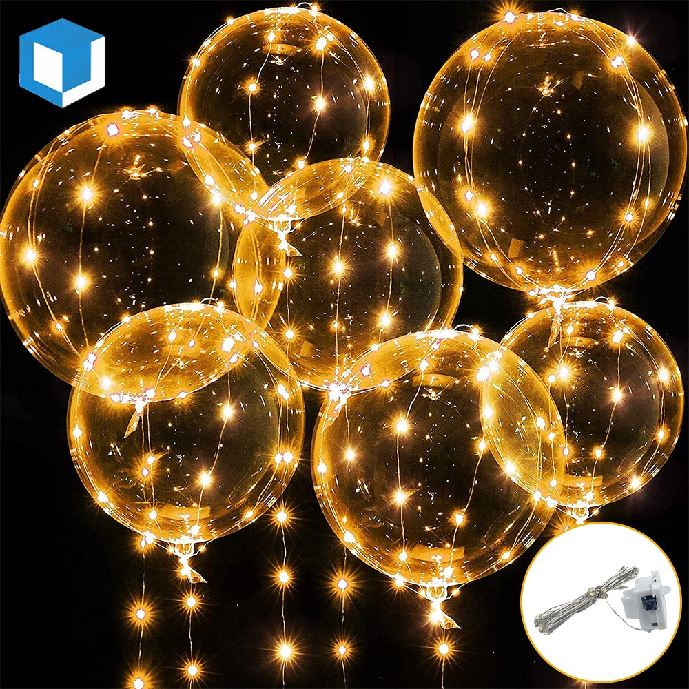 LED Light Up Balloons Clear Bubble Bobo Glowing Balloon for Birthday Party Decor