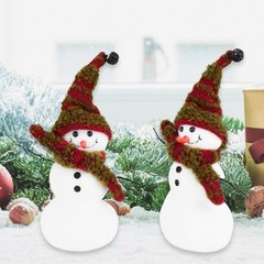 Snowman Plush Dolls with Striped Hat and Scarf Christmas Festival Desk Ornament