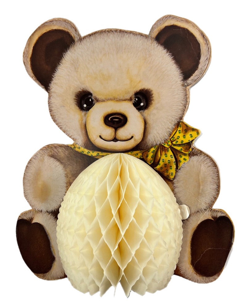 VTG 1982 Beistle Co USA Teddy Bear Die Cut Party Decor Honeycomb Baby Shower