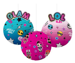 LOL SURPRISE! TOGETHER 4-EVA PARTY (3) Embellished Paper 9.5″ Lanterns ~ NEW