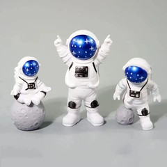 3 Pcs Astronaut Cake Topper Set Space Theme Spaceman Figurines Birthday Decor