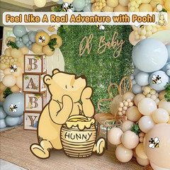 Classic Winnie Bear Baby Shower Birthday Decorations Cutout Large, Neutral Pooh