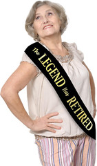 The Legend Has Retired Sash – Black & Gold Foil Retirement Party Sash with Pin