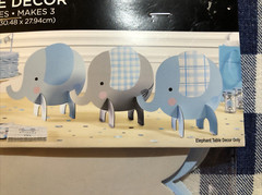 New Elephant It’s A Boy Table Decor and Banner Blue Gray White