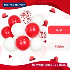 60pcs Red and White Balloons 12inch with White Red Confetti Balloons for Wedding