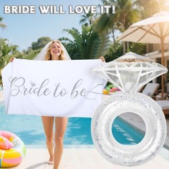 Bride Diamond Ring Pool Float & Towel Set Bachelorette Party Decorations Infl…