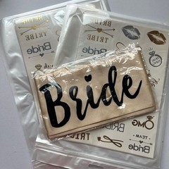 Bride Sash and Tattoo Set – Gold and Black
