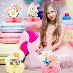 9Pcs Daisy Flower Honeycomb Centerpieces Pink Butterfly Birthday Baby Shower Dec