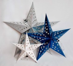 Paper Star Lantern Decorations with LED Lights-Set of 3 (24 in, 18 in, 12 in.)