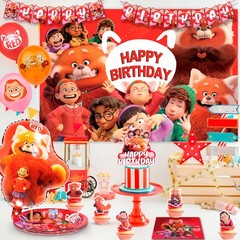 Turning Red Birthday Decoration,Cute Red Panda Party Supplies Tableware Cups Set