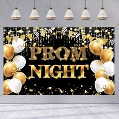 Prom Night Banner Black Gold Prom Decorations 2026 Backdrop Graduat Background