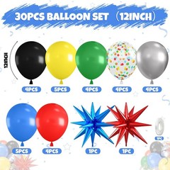 Black and Red Yellow Blue Balloons, 12 Inch Black Red Yellow Blue Green Metal…