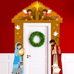 3 Pcs Nativity Christmas Door Decorations Christian Jesus Advent Front Door C…