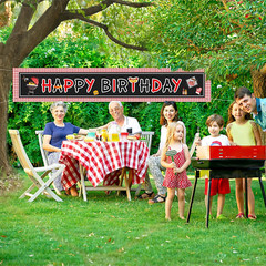 Happy Birthday Banner BBQ Birthday Decorations Picnic Happy Birthday Sign for Ya
