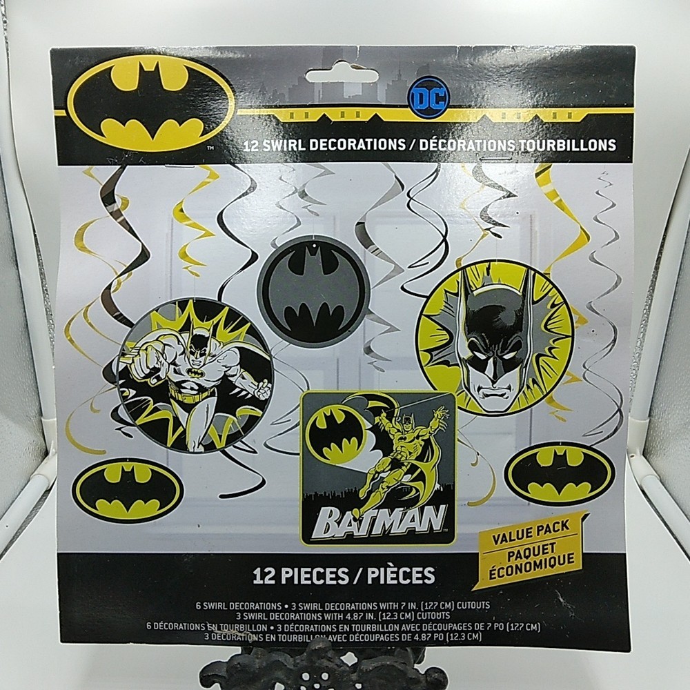 Batman Birthday Party Decorations Danglers Classic DC Comics Logo Pack of 12 NEW