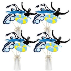 16 PCS Swimming Party Centerpiece Sticks Theme Happy Birthday Table Toppers