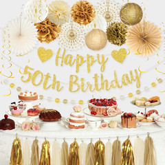 50Th Birthday Party Decorations, Gold Glitter Happy 50Th Birthdaybanner Photo Ba