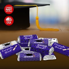Class of 2025 Graduation Mini Candy Wrapper | Set of 60 Stickers | Purple Theme