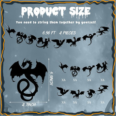 4 Pcs Black Dragon Party Banner Hanging Dragon Decor Birthday Supplies 32 Black