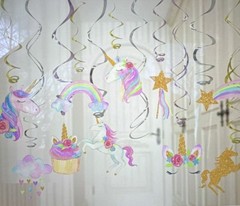 20 Ct Unicorn Hanging Swirl Decorations-Unicorn Party Decorations. New