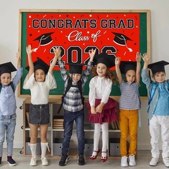 Stunning Red Plastic Graduation Banner – 2026 Class Party Essential 65″ x 32.7″