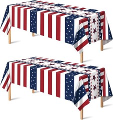 Vibrant Red, White, and Blue Tablecloths – 2 Pack for 4th of July Celebrations