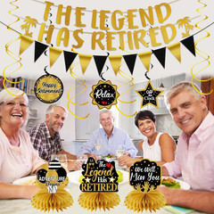 Retirement Party Decorations for Men Women, Black Gold Retirement Decorations Ki