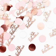 Happy 50th Birthday Decorations Rose Gold for Women,50 and Fabulous Round Tab…