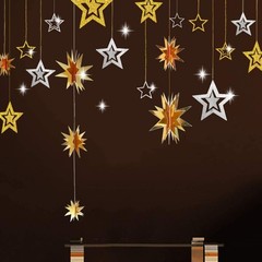Silver Gold Star Garland Hanging Twinkle Little Star Decorations Glittery Par…