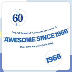 60Th Birthday Decorations Men Banner – 17 Pcs Blue Glitter Back in 1966 Birthday