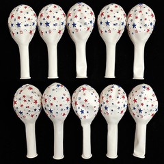 12 Inch Printed Star White Balloons, 50 Pcs Printed Blue Red Star Latex Ballo…