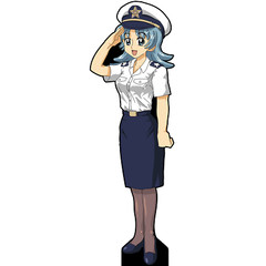 SP12837 Female Woman Anime Navy Uniform Salute Cardboard Cutout Standee Standup