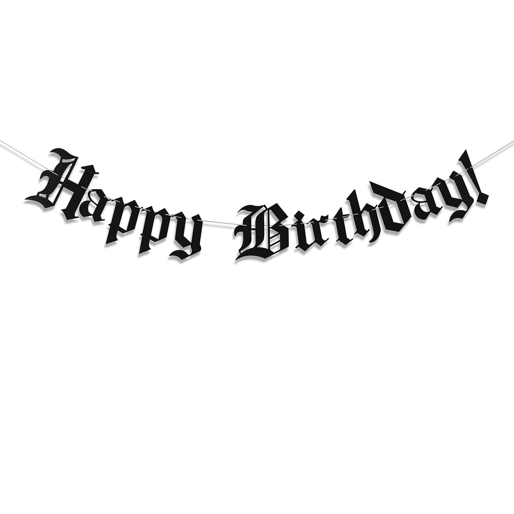 Gothic Letter Happy Birthday Banner – Old English Birthday Banner – Funeral B…