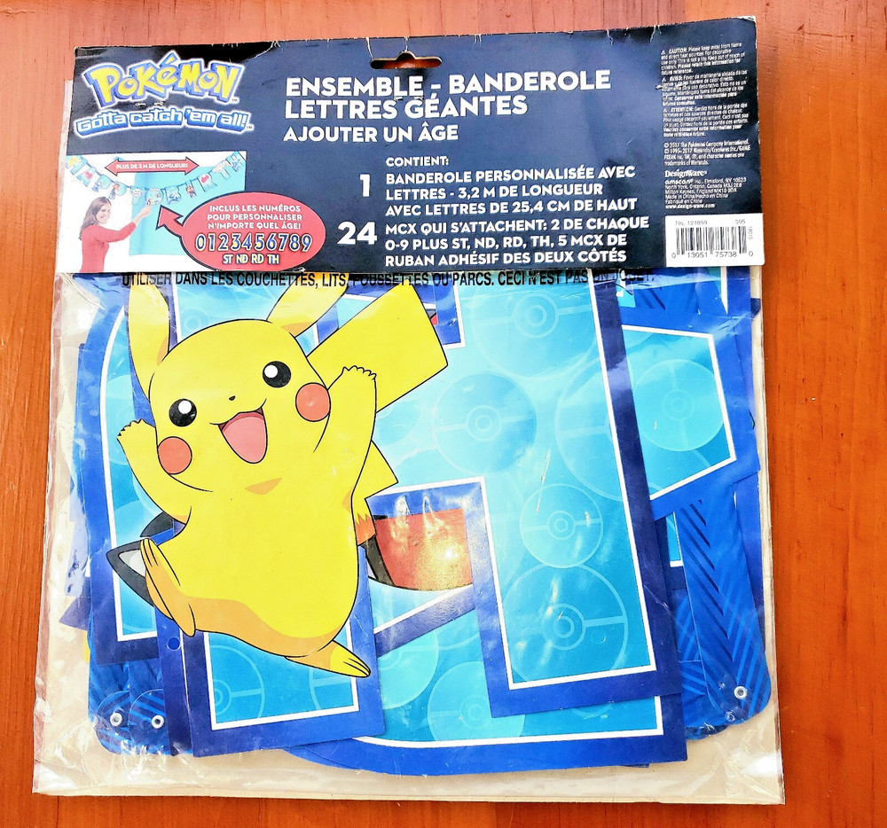 Pokemon Add an Age Happy Birthday Jumbo Banner Kit ReUseable Numbers Change NEW