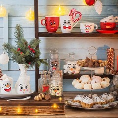 LOMIMOS Snowman Faces Stickers,42 Pcs Cute Face Decals Christmas Red