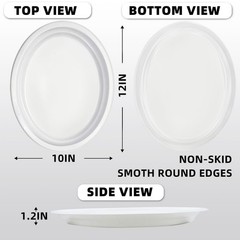 25 Count White Plastic Plates – Oval White Disposable Plates for Birthday, BB…