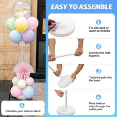 Balloon Stands for Floor, 60 Inch Height Adjustable Balloon Column Stand, Met…