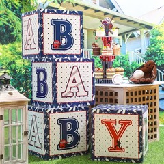 4 Pcs Red White and Blue Baby Boxes with Letters for 4th of July 250th Annive…