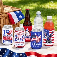 4th of July Decorations Can Cooler Sleeves 250th Anniversary Insulated Can Co…