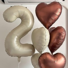 Cream Number 2 Balloons,40 Inch 2 Balloons Giant Helium Foil Mylar Beige 2