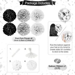 Black and Silver Birthday Party Decorations for Men Women Boys Girls Happy Bi…