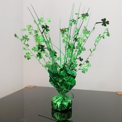 4 Pack St. Patrick’s Day Centerpieces – Green Foil Shamrock Spray Table Decor…