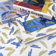 120 PCS Blue Gold Happy Graduation Confetti Class 2026 Glitter Decor Table Art
