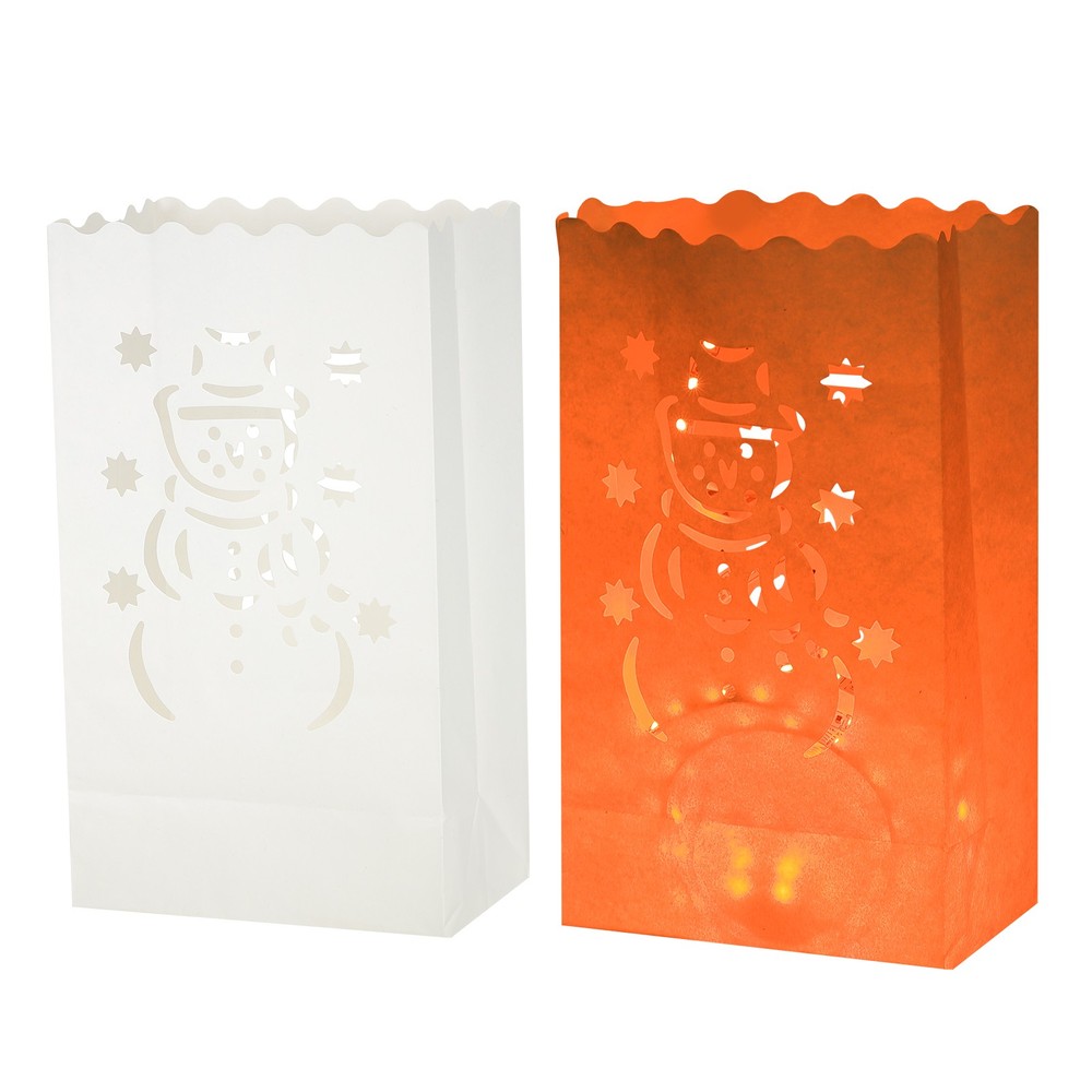 White Paper Luminary Bags, 10 Pcs Santa Claus Flame Resistant Candle Bags