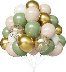 Sage Green Balloons, 67Pcs 12 Inch Sage Green White and Gold Confetti Party Ball