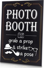 Happiness Photo Booth Sign with Stand Retro Background Table for Event Photograp